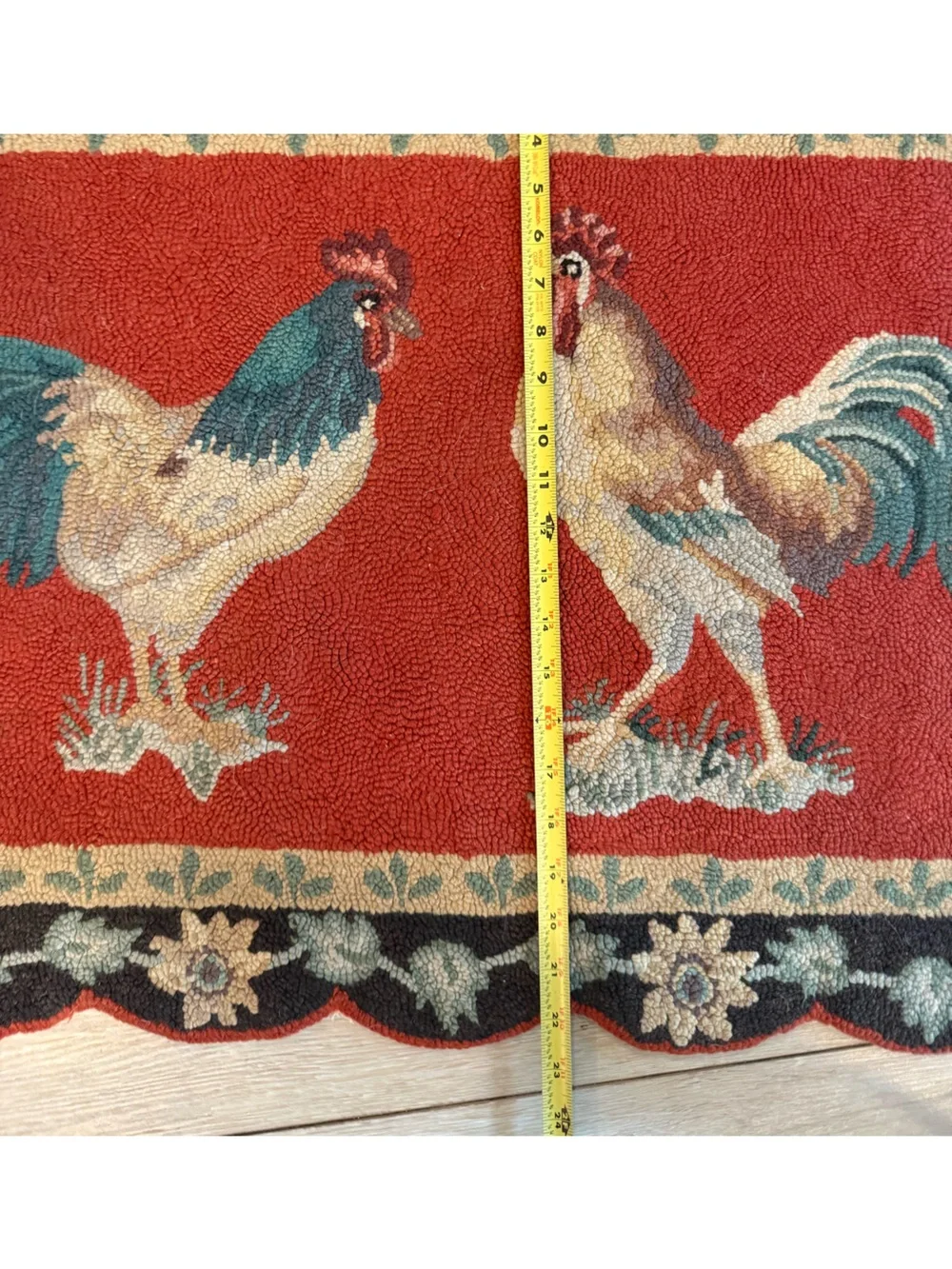 Vintage Rooster Hooked Door Mat - farmhouse.  Great colors.